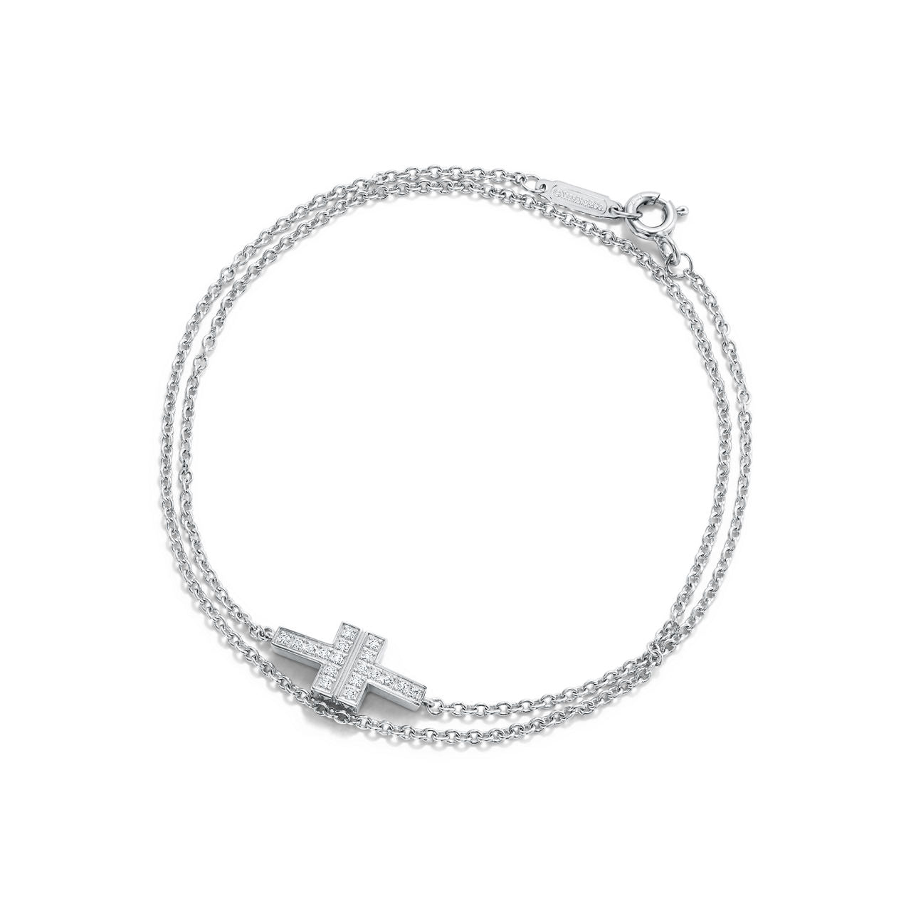 Bracelet double chaîne en diamants en or blanc 18 carats