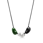 Collier Bean en argent 925 millièmes et bois japonais recouvert de laque