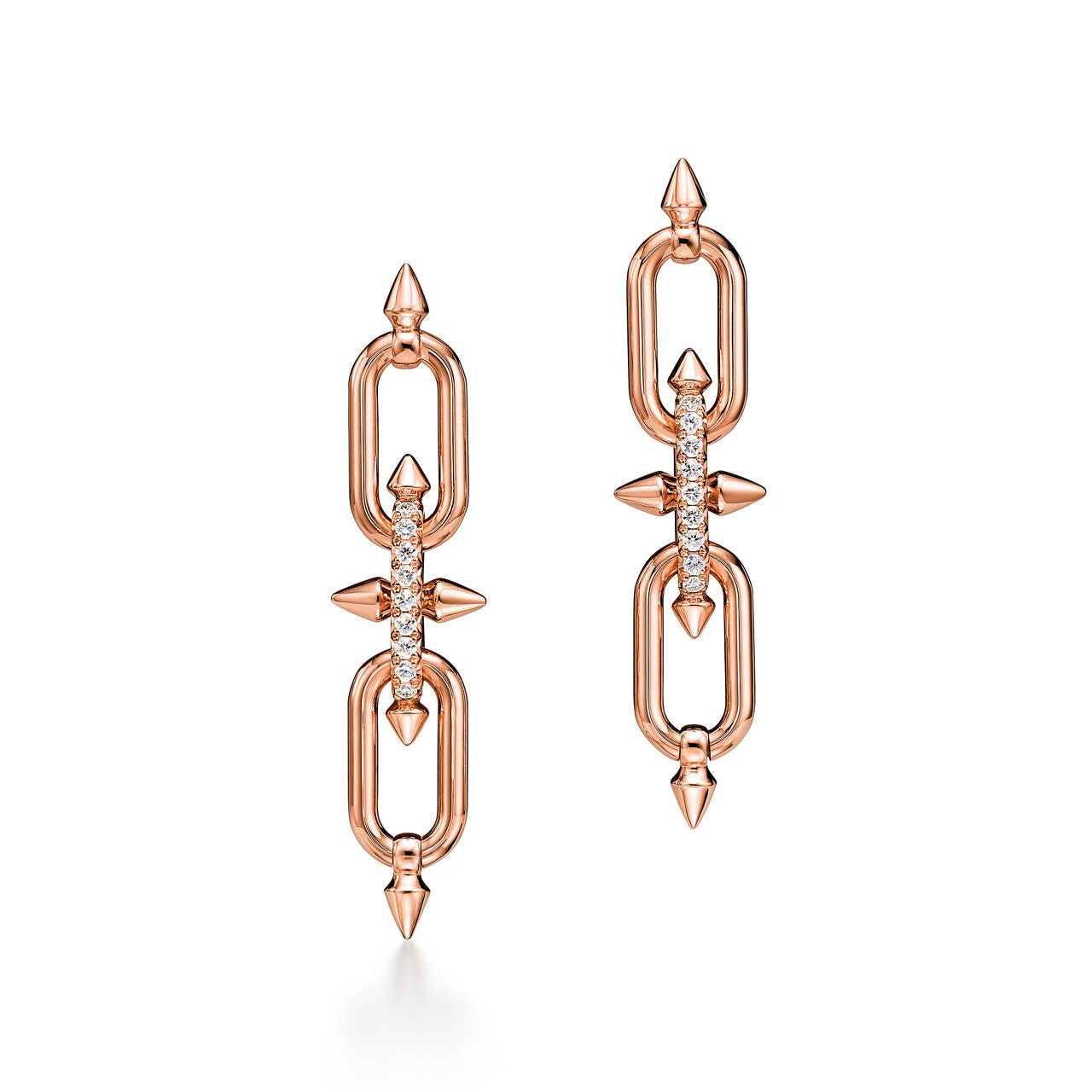 Boucles d’oreilles en or rose et diamants