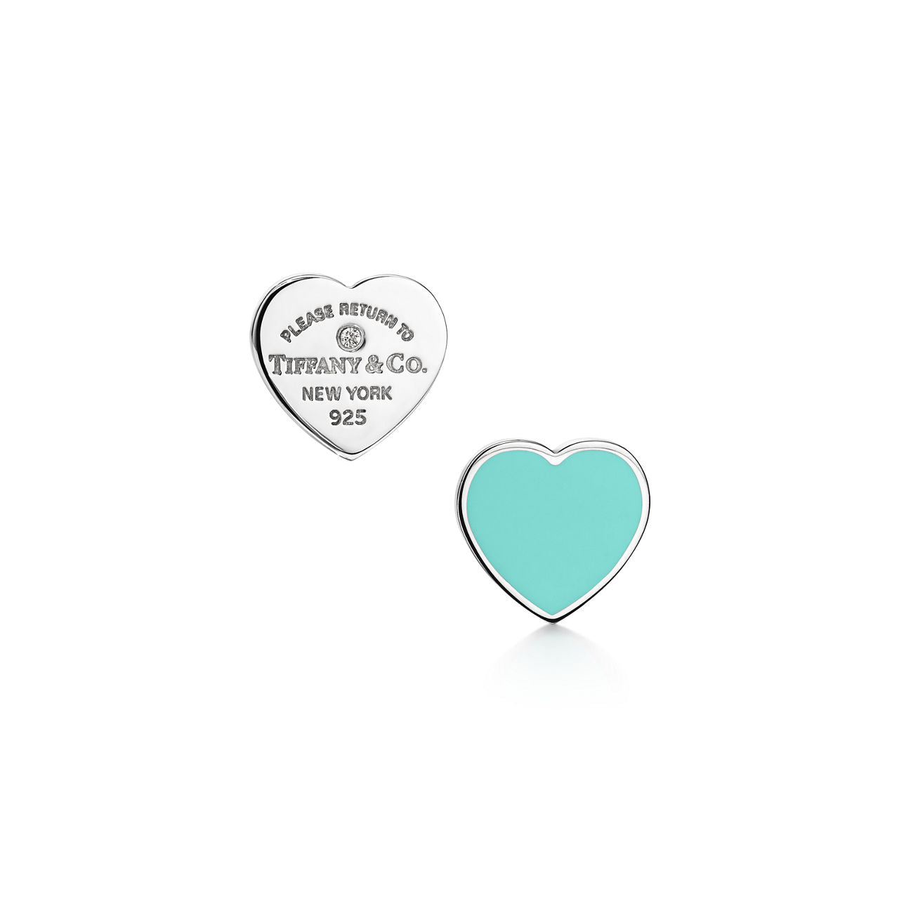 Boucles d’oreilles en argent 925 millièmes, Tiffany Blue® et diamant. Mini.