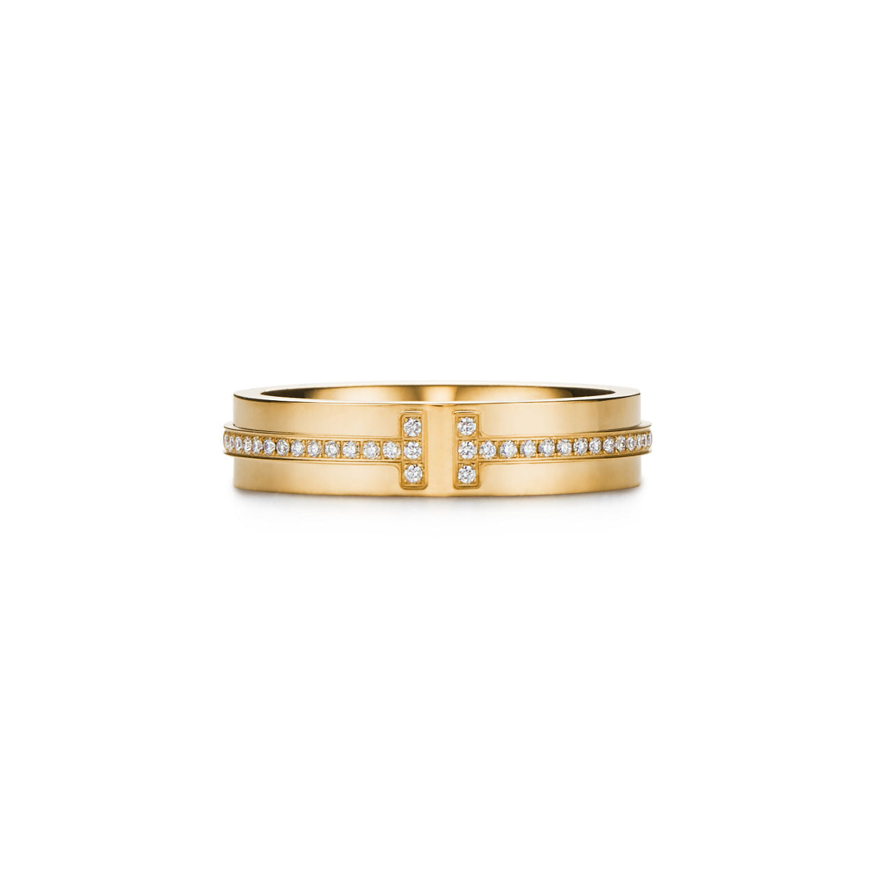 Tiffany T Bague en diamants étroite en or jaune 18 carats