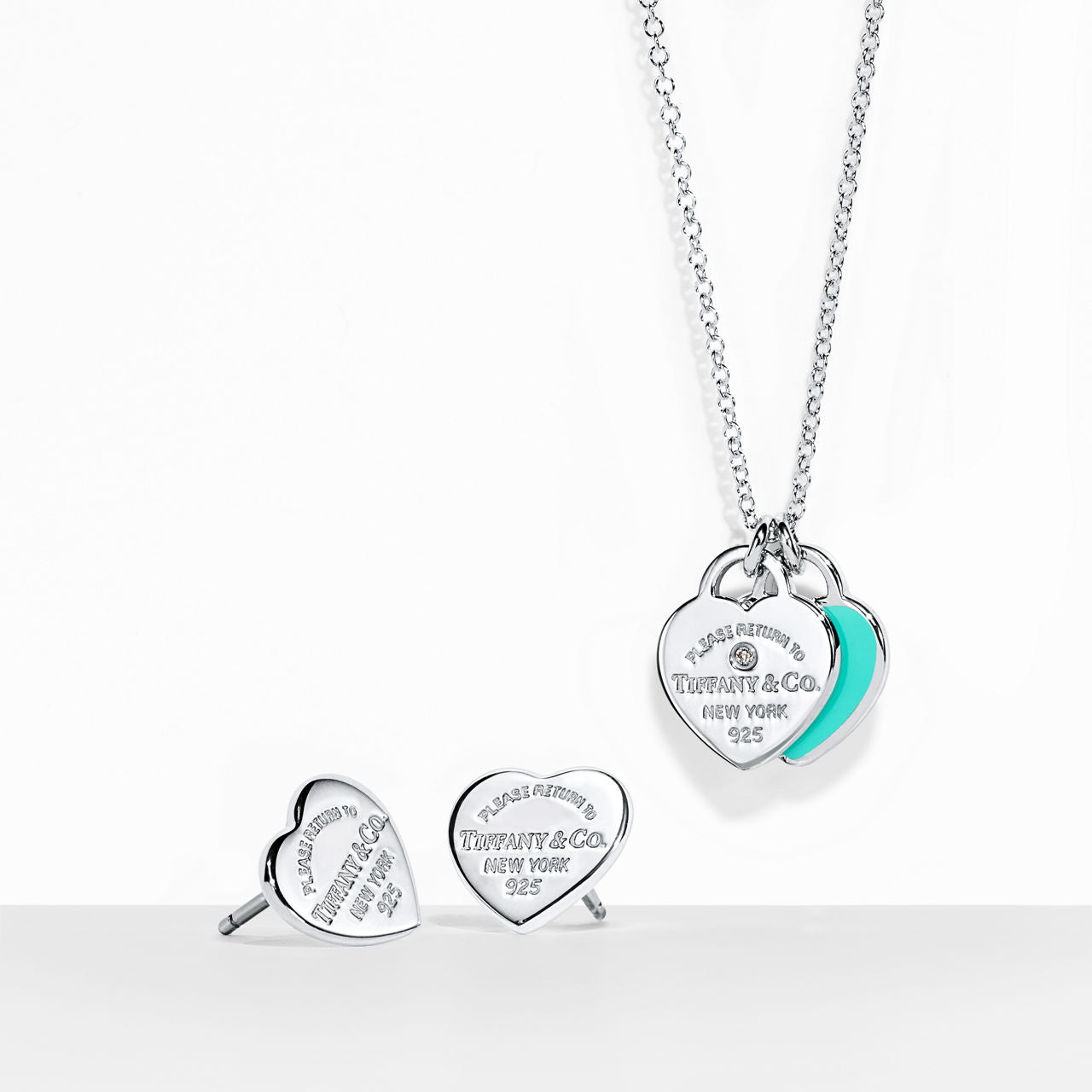Parure collier et boucles d'oreilles en argent