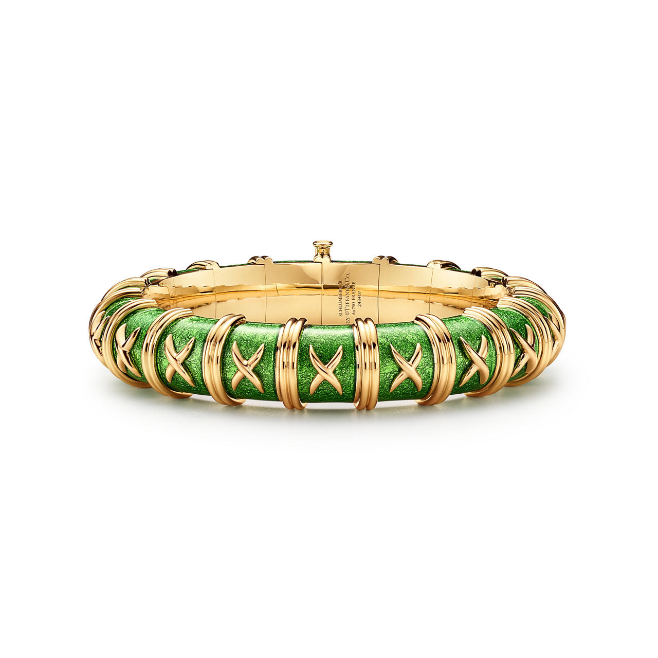 Bracelet en or jaune et émail vert clair