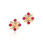 Boucles d’oreilles en or jaune et rubis