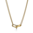 Pendentif à maillons doubles taille Large en or jaune 18 carats et pavé de diamants