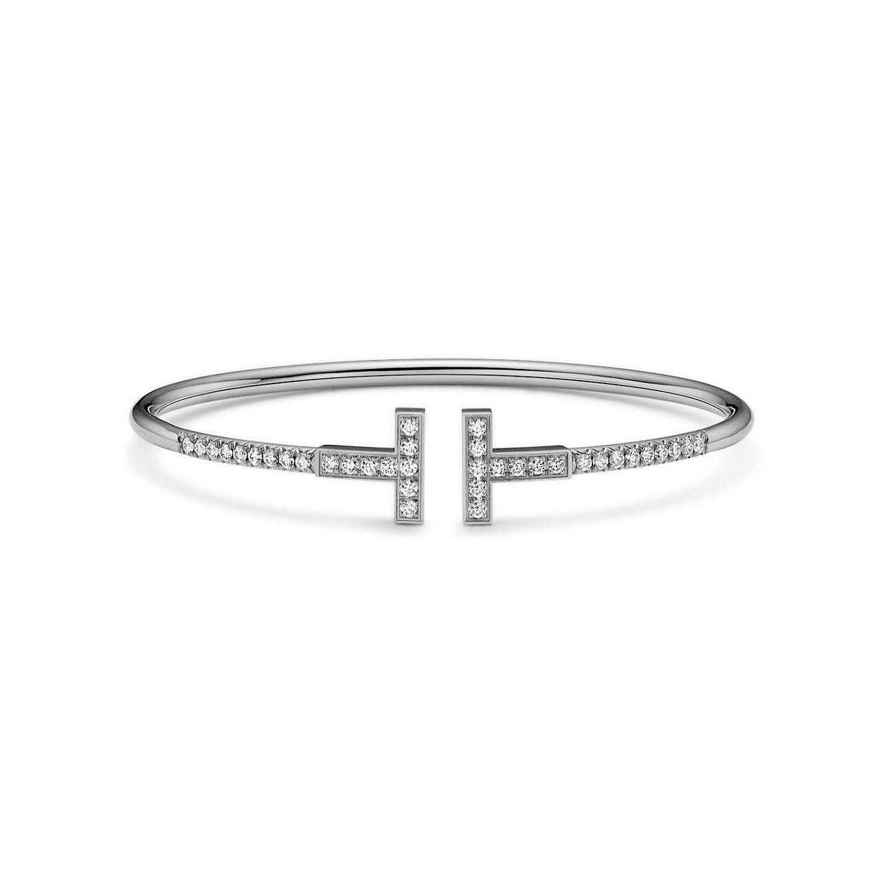 Bracelet jonc Wire pavé de diamants en or blanc 18 carats