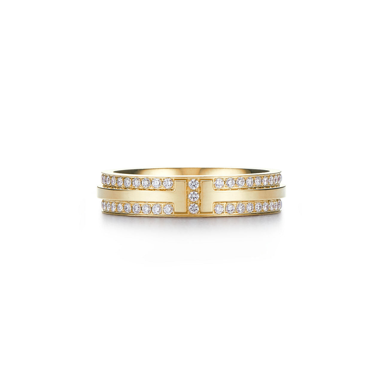Tiffany T Bague étroite en pavé de diamants en or jaune 18 carats