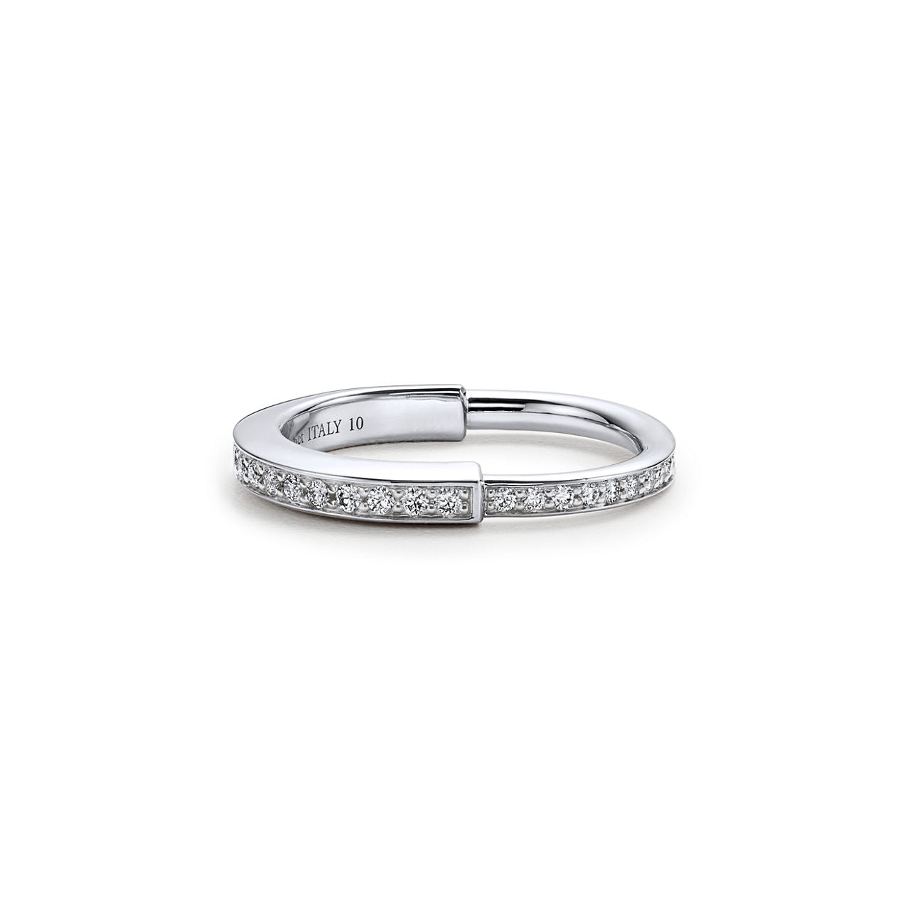 Tiffany Lock Bague en or blanc 18 carats et pavé de diamants