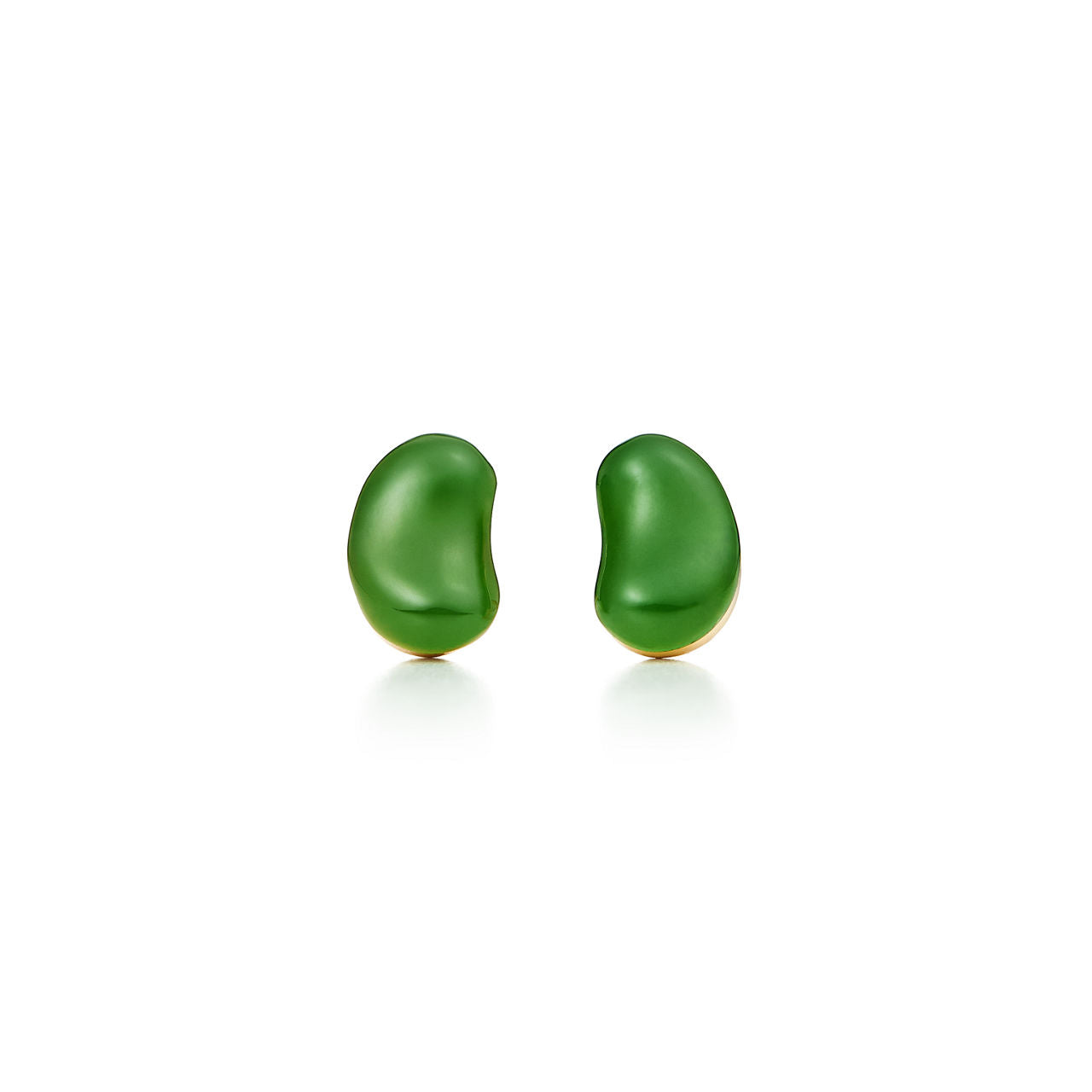Boucles d’oreilles Bean design en or jaune et jade néphrite vert