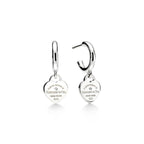 Boucles d’oreilles créoles en argent 925 millièmes et diamants. Mini