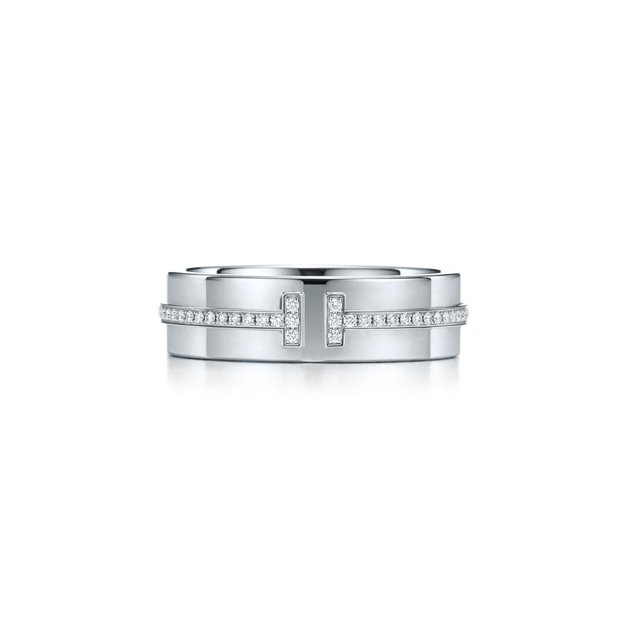 Tiffany T Bague en diamants large en or blanc 18 carats