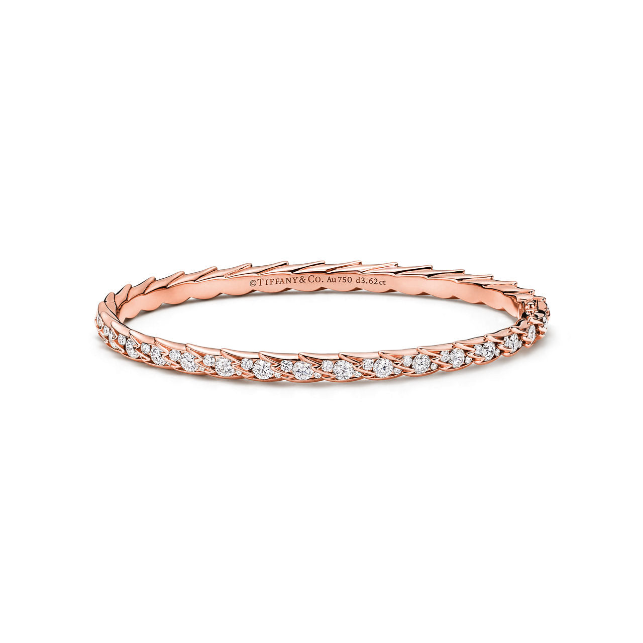 Bracelet jonc étroit Wings en or rose 18 carats et diamants