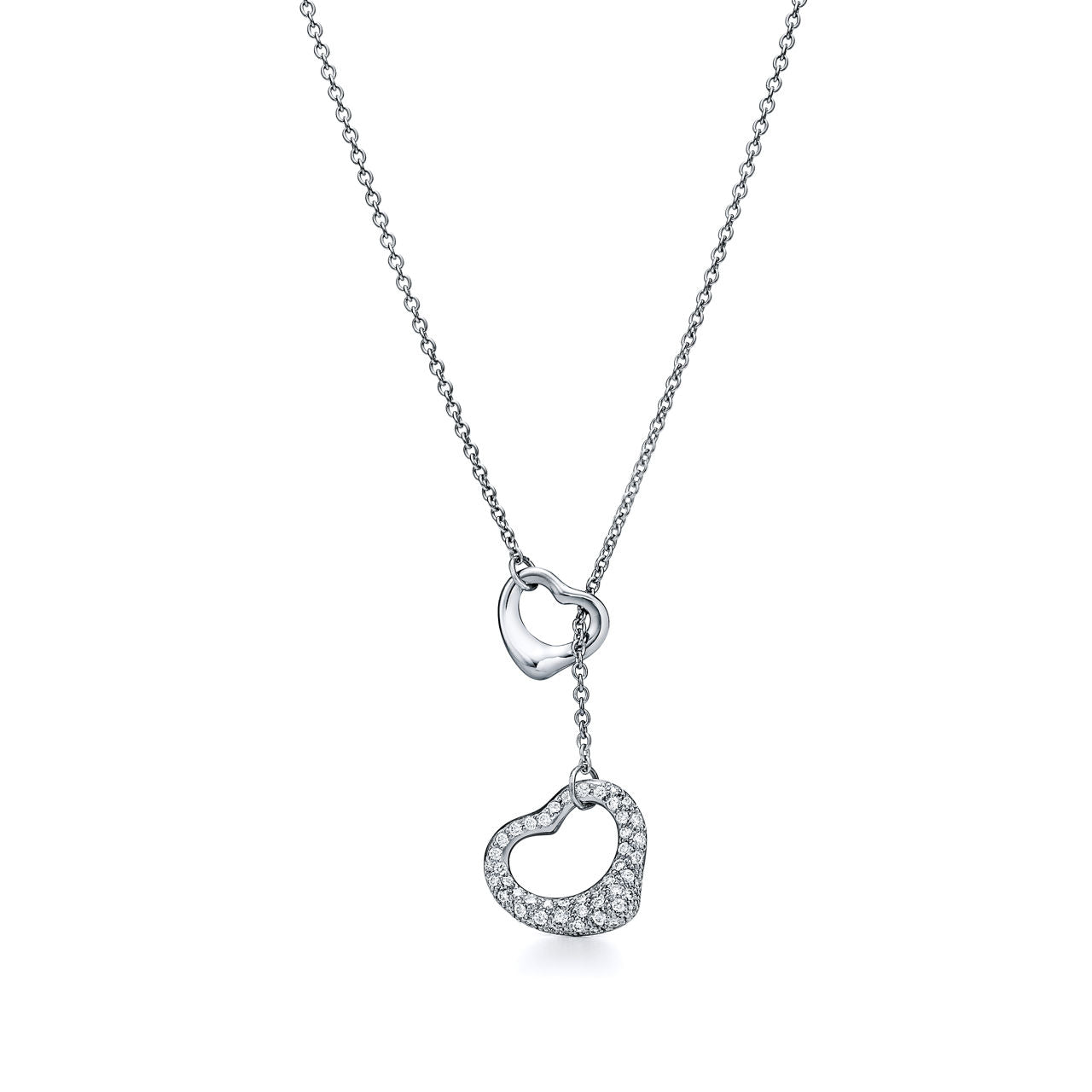 Collier Open Heart en platine 950 millièmes pavé de diamants