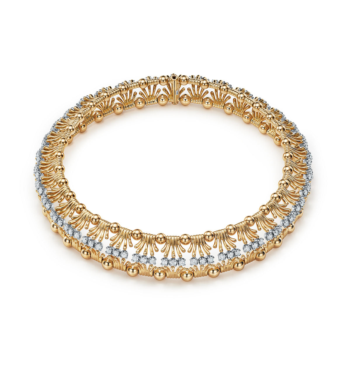 Collier Mains en or jaune 18 carats et platine 950 millièmes