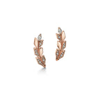 Boucles d’oreilles montantes motif vigne en or rose 18 carats et diamants