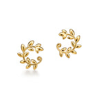 Boucles d’oreilles créoles Bypass Olive Leaf en or jaune