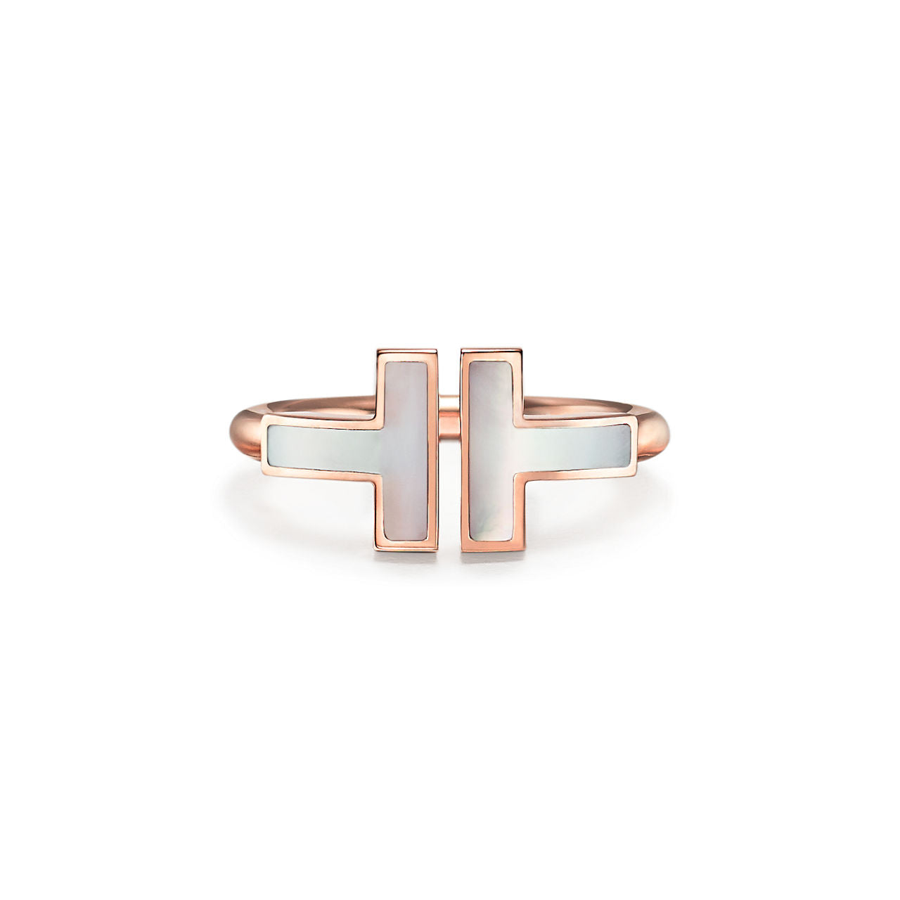 Tiffany T Bague Wire en or rose 18 carats et nacre