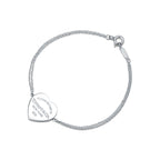 Bracelet double chaîne Plaque Cœur en argent 925 millièmes. Small.