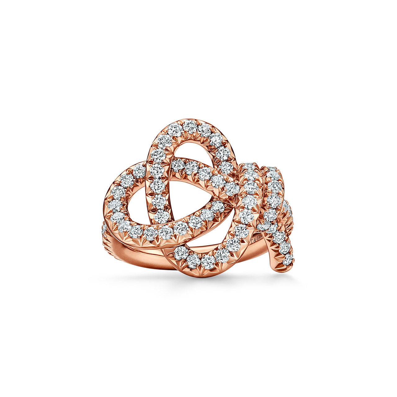 Tiffany Knot Bague en or rose 18 carats et diamants