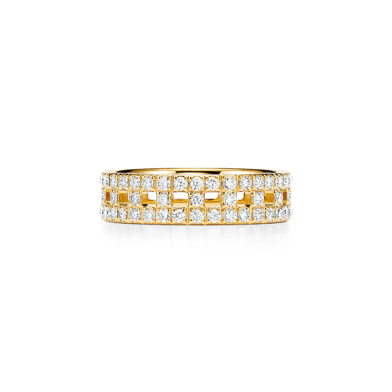 Tiffany T Bague True large en or 18 carats et pavé de diamants