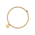 Bracelet de perles Plaque Cœur en or jaune 18 carats, Mini