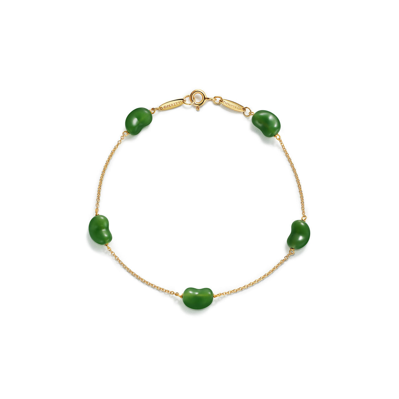 Bracelet Bean design en or jaune et jade néphrite vert