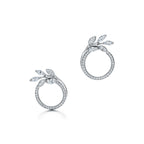 Boucles d’oreilles Cercle motif vigne en platine et diamants