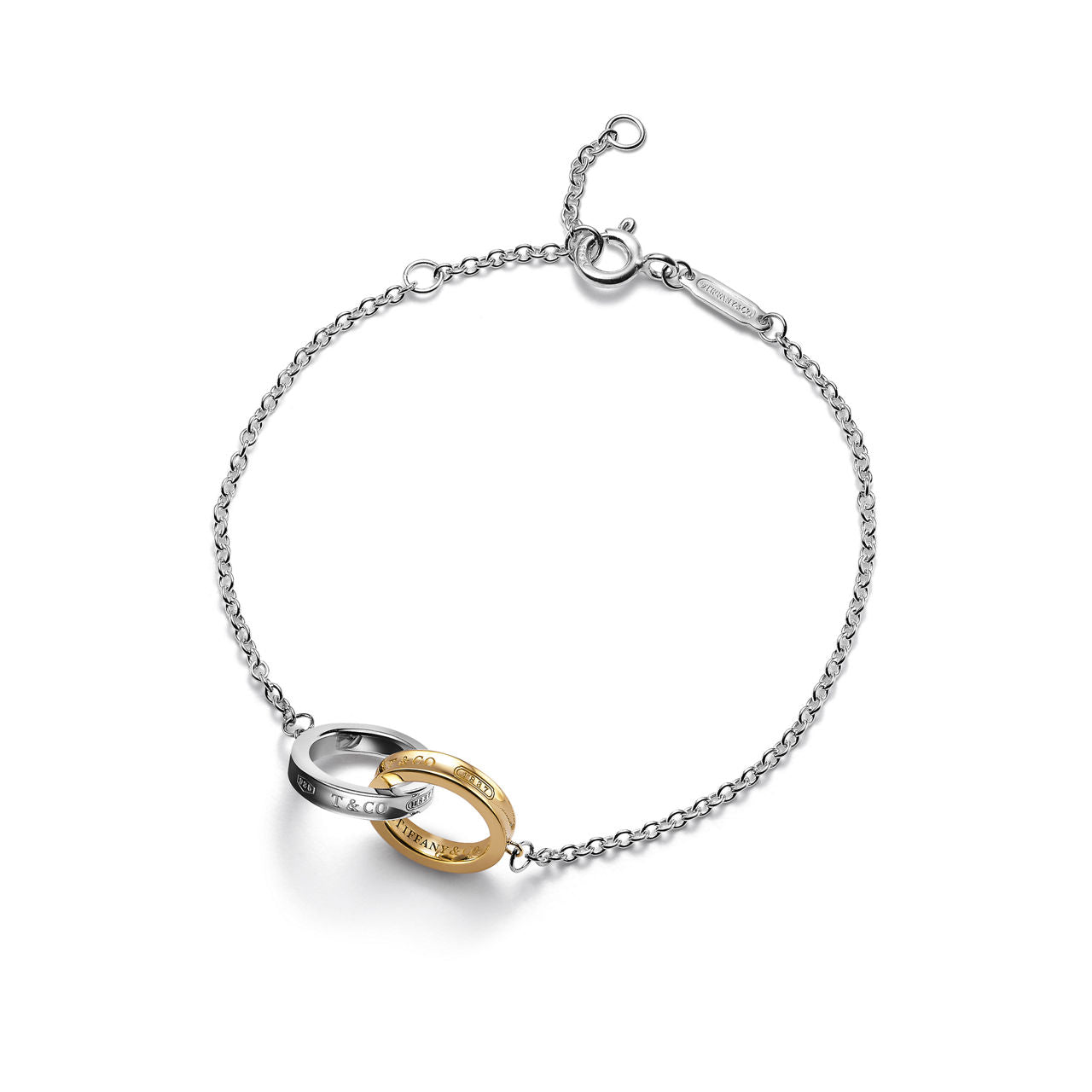 Bracelet à maillons Cercles entrelacés en argent 925 millièmes et or jaune 18 carats