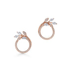 Boucles d’oreilles Cercle motif vigne en diamants en or rose 18 carats