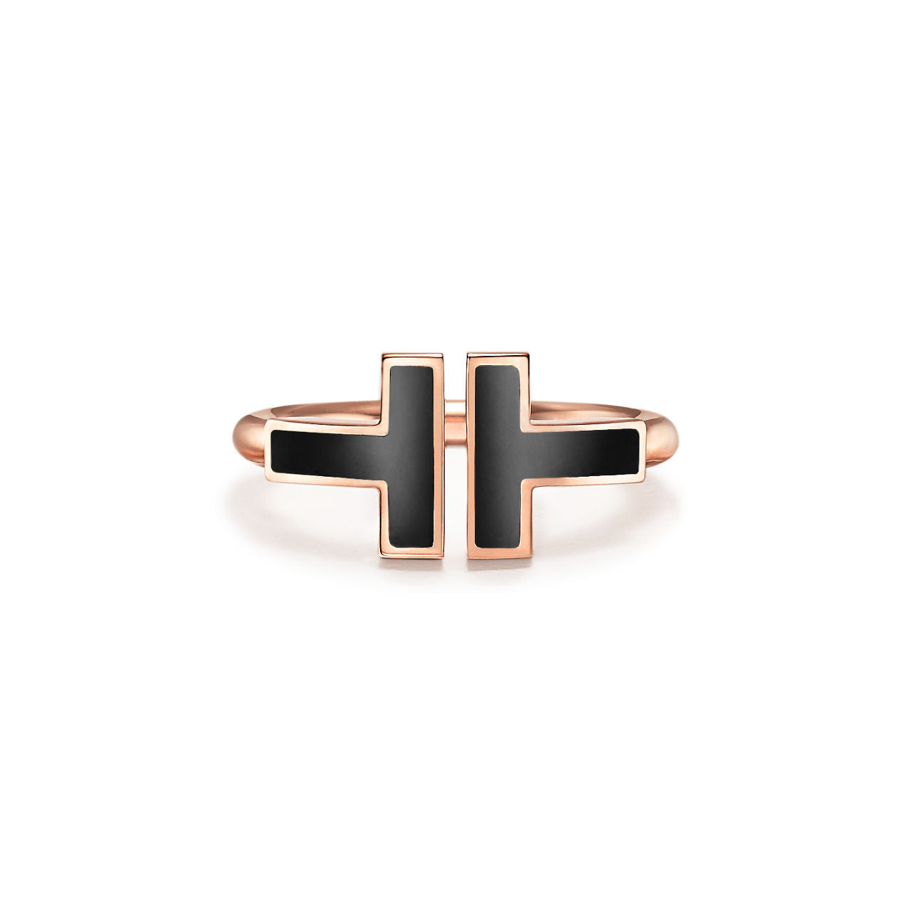 Tiffany T Bague Wire ornée d’onyx noir en or rose