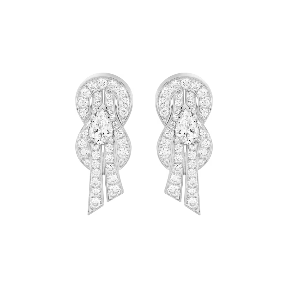 Boucles d'oreilles Chance Infinie, moyen modèle, pavé