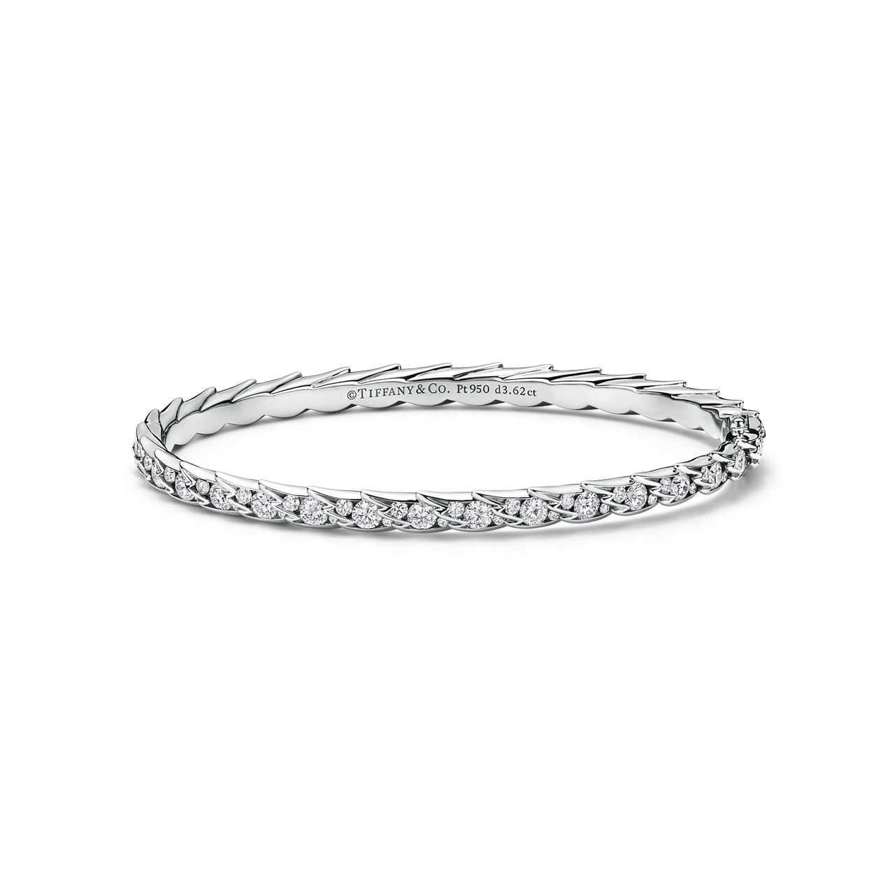 Bracelet jonc Wings étroit en platine et diamants
