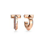 Boucles d’oreilles créoles T1 en or rose et diamants