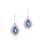 Boucles d’oreilles en platine 950 millièmes avec tanzanites et diamants