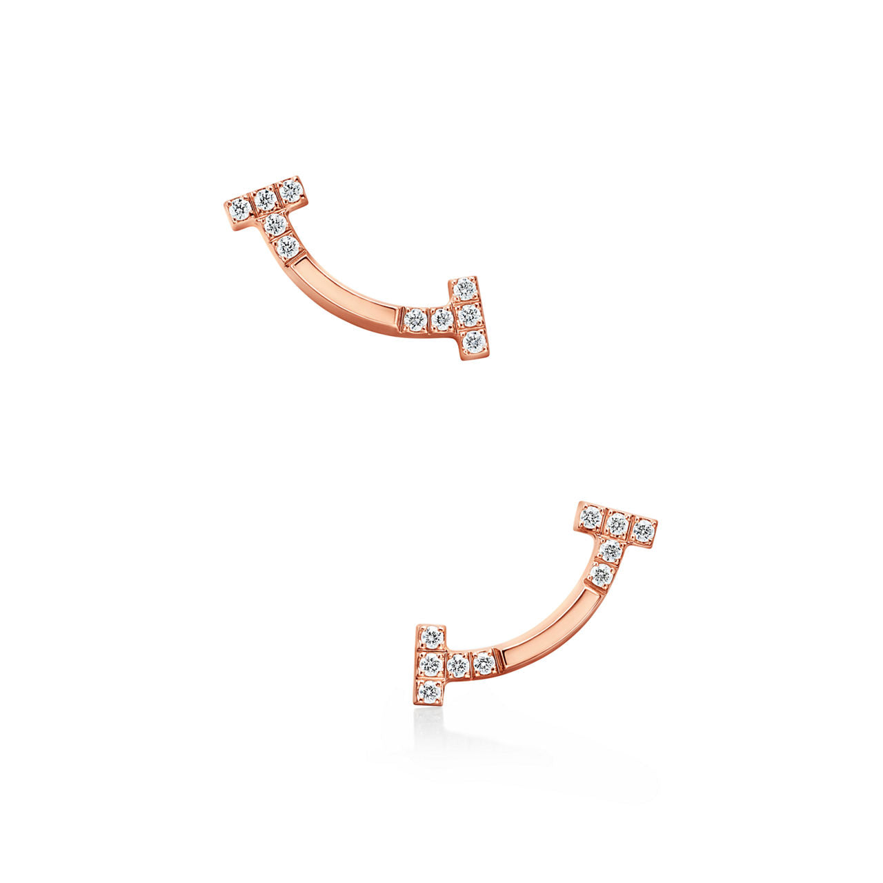 Boucles d’oreilles Smile en or rose 18 carats et diamants. Mini.