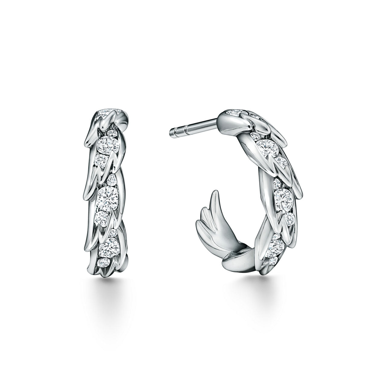 Boucles d’oreilles créoles Wings en platine et diamants