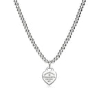 Collier de perles Plaque Cœur en argent 925 millièmes et diamant. Small.