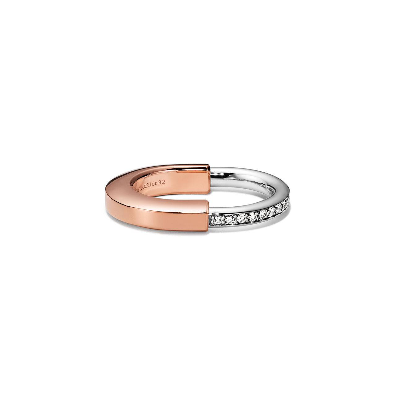 Tiffany Lock Bague en or 18 carats rose et blanc avec diamants