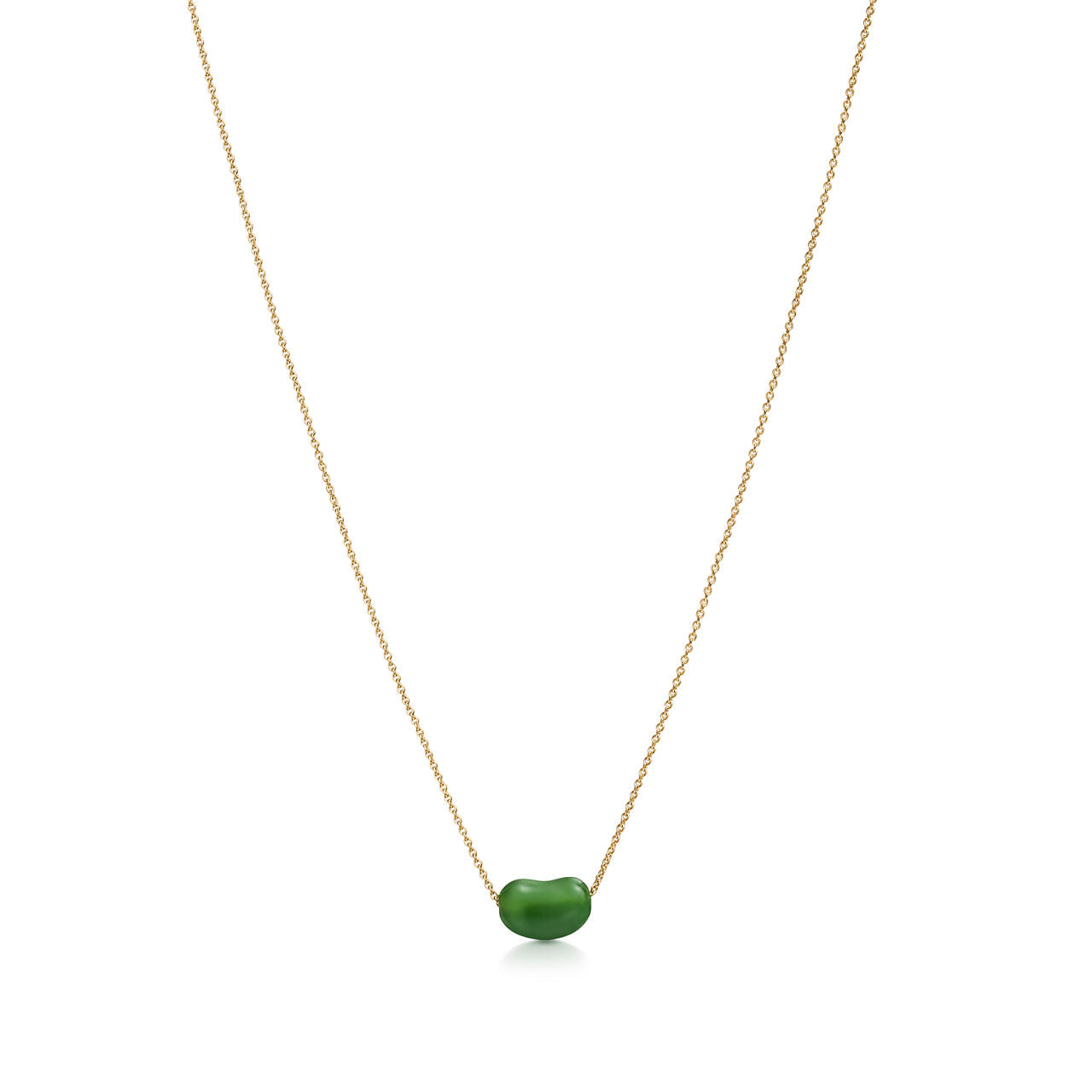 Pendentif Bean design en or jaune et jade néphrite vert