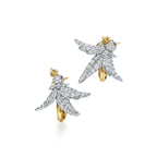 Boucles d'oreilles Bird en platine, or et diamants