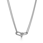 Pendentif à maillons doubles taille Large en or blanc 18 carats et pavé de diamants