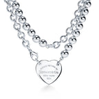 Collier Wrap Plaque Cœur en argent 925 millièmes, 81,3 cm