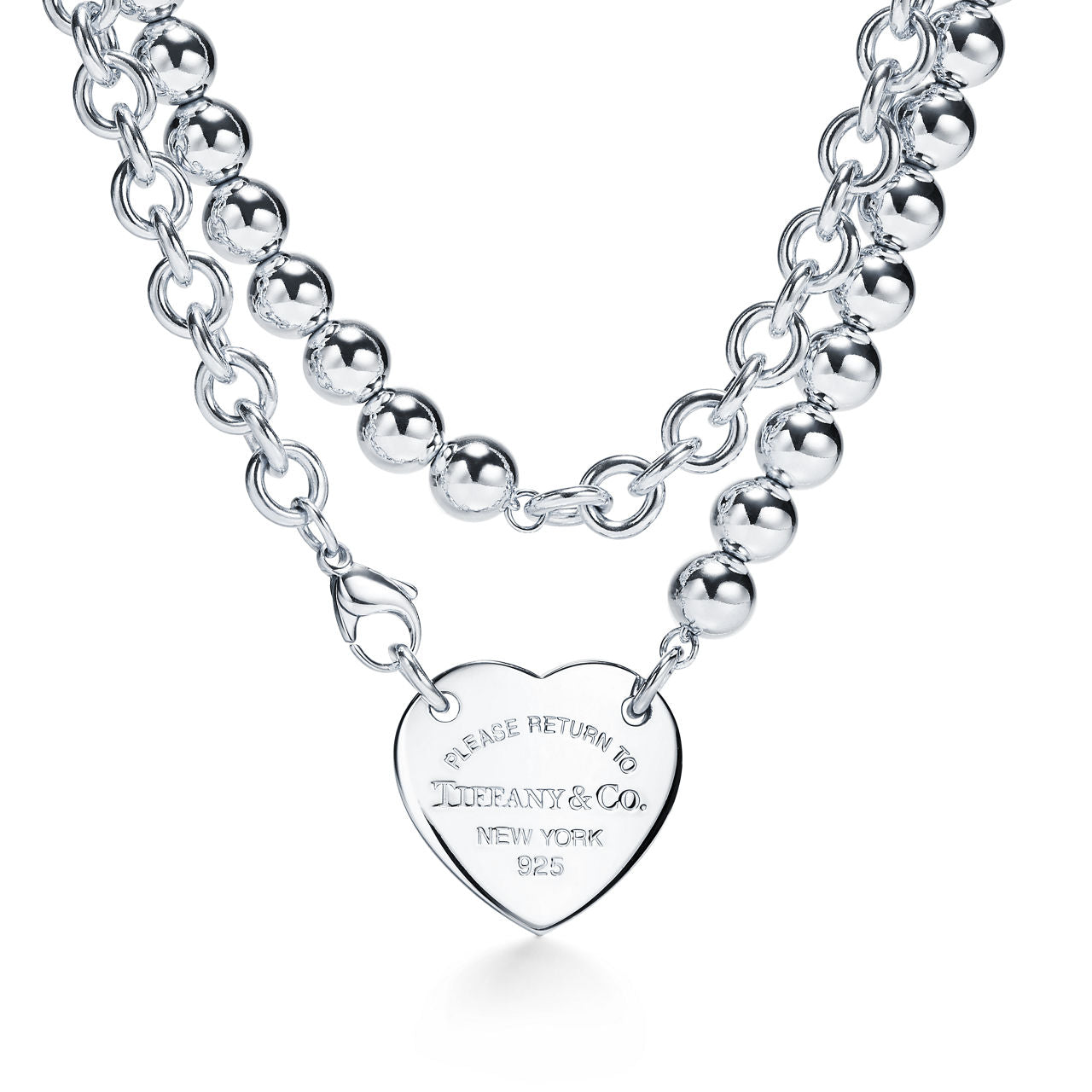 Collier Wrap Plaque Cœur en argent 925 millièmes, 81,3 cm
