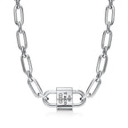 Collier cadenas à double anse en argent 925 millièmes. Large.