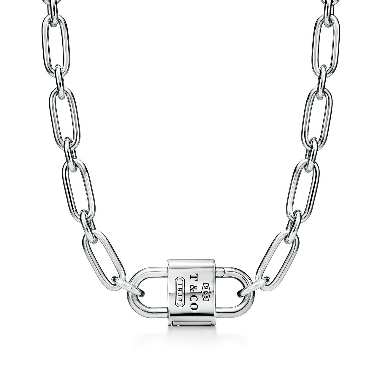 Collier cadenas à double anse en argent 925 millièmes. Large.