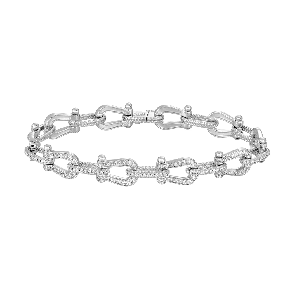 Bracelet Force 10, multiple manilles, pavé, moyen modèle