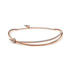 Collier double rang en or rose 18 carats et diamants