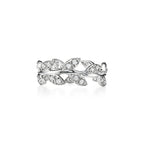 Paloma Picasso® Bague Olive Leaf en or blanc 18 carats et diamants. Étroite.