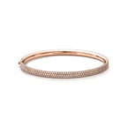 Bracelet jonc articulé à trois rangs en or rose 18 carats et diamants