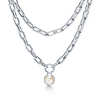 Collier en argent 925 mil. et perle d’eau douce. 81,2 cm en argent 925 millièmes